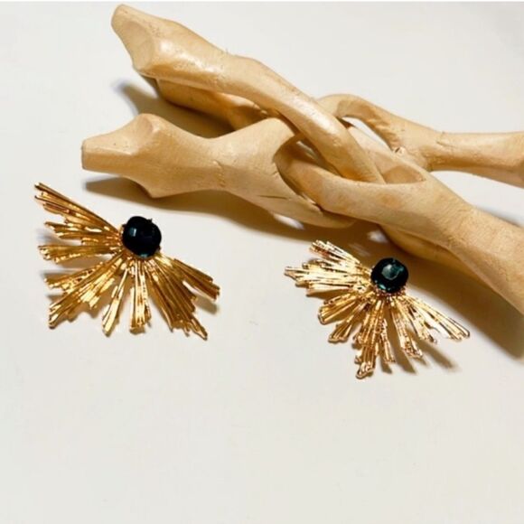 Green diamond flower earrings #203 - Picture 5 of 7